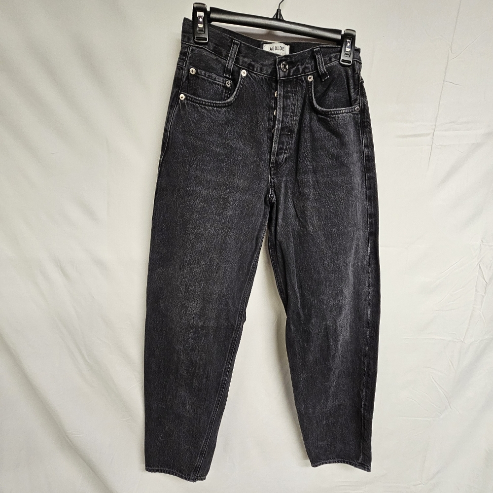 AGOLDE Jeans Womens Size 25 Black High Rise Wide Leg Tapered 100% Cotton